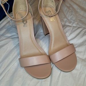 Nude strappy heeled sandals